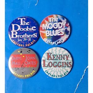 Lot of 4 Caesars Palace Vintage Musician Pins-Hall & Oats/Doobie/Moody/Loggins